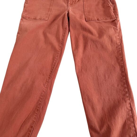 Express Cropped Straight High Rise Jeans‎ Women's Sz 4 Orange Rust Tapered Retro - Picture 4 of 14